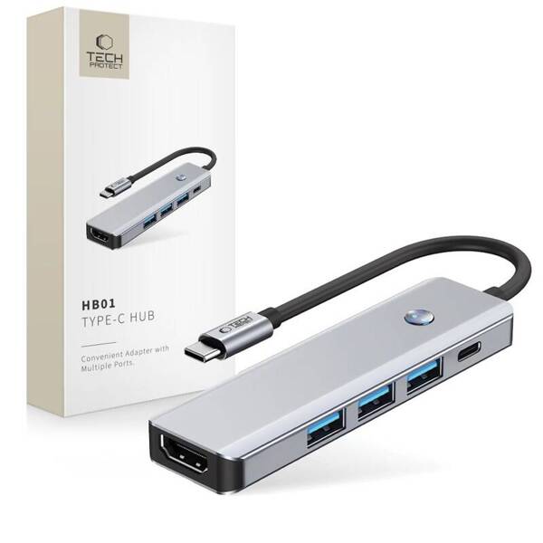 HUB ADAPTER 5IN1 TECH-PROTECT HB01 USB-C USB3.0 HDMI 4K 60HZ PD100W