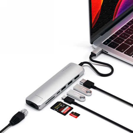 HUB USB-C SATECHI ALUMINIUM USB-C 2XUSB-A HDMI SD ETHERNET