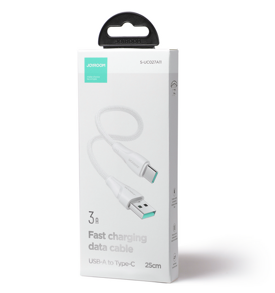 Joyroom S-UC027A11 | Kabel USB-A do USB-C 3A 0.25M - WHITE