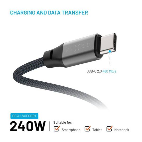 KABEL PRZEWÓD USB-C - USB-C FIXED S MAGNETYCZNY PD 1,2 M USB 2.0 240 W