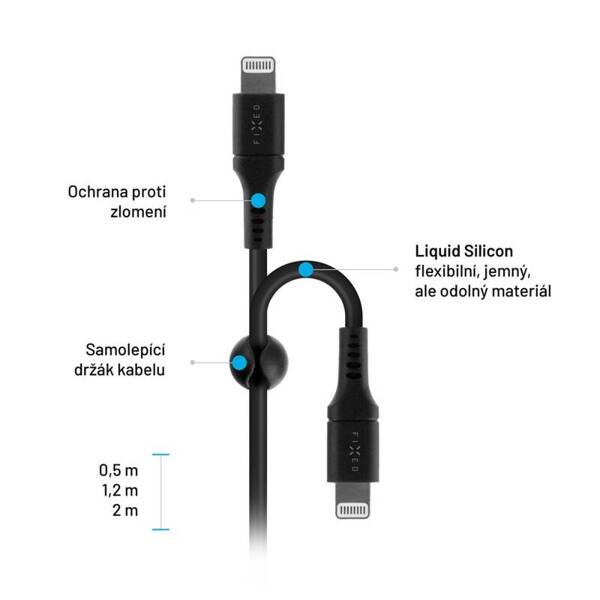 KABEL USB-C/LIGHTNING FIXED LIQUID SILICONE PD 0,5 M MFI CZARNY