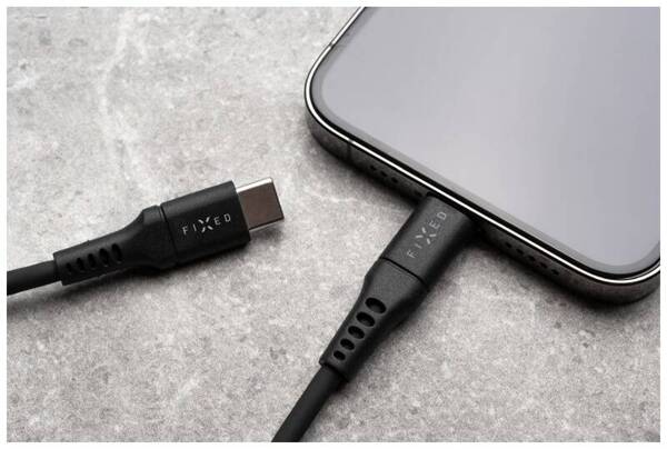 KABEL USB-C/LIGHTNING FIXED LIQUID SILICONE PD 0,5 M MFI CZARNY