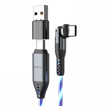 KABEL USB-C - USB-C 1M STATIK POWERPIVOT GLOBRIGHT PRO PODŚWIETLENIE LED