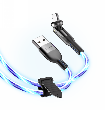 KABEL USB-C - USB-C 1M STATIK POWERPIVOT GLOBRIGHT PRO PODŚWIETLENIE LED