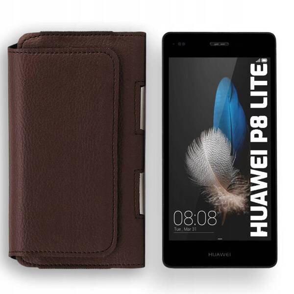 KABURA SKÓRZANA LEO DO HUAWEI P8 LITE BRĄZOWA