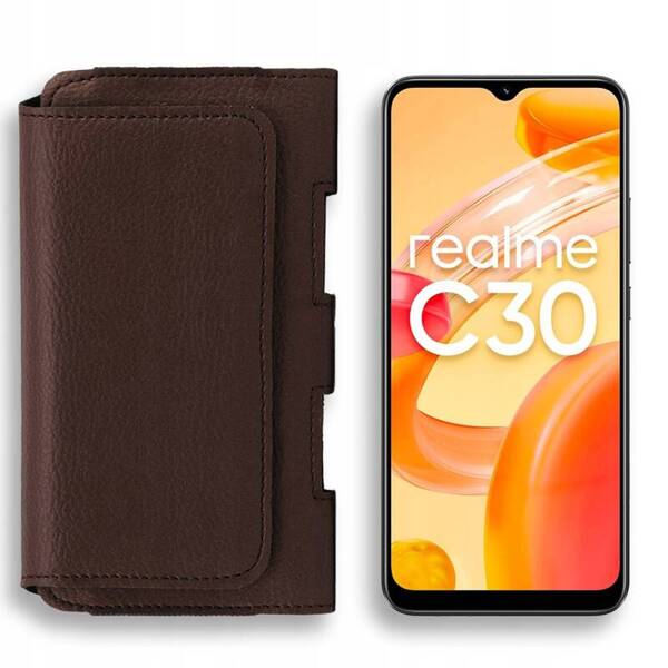 KABURA SKÓRZANA LEO do REALME C30 BRĄZOWA