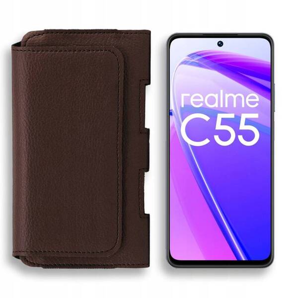 KABURA SKÓRZANA LEO do REALME C55 BRĄZOWA