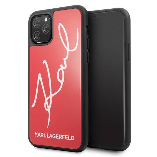 KARL GLITTER SIGNATURE etui do iPhone 11 Pro Max - RED