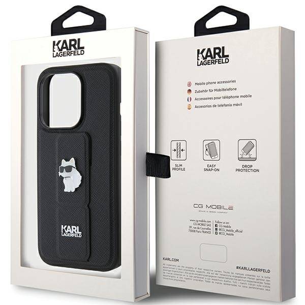 KARL LAGERFERD ETUI GRIPSTAND SAFFIANO CHOUPETTE PIN do iPhone 15 Pro 