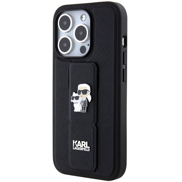 KARL LAGERFERD ETUI GRIPSTAND SAFFIANO KARL&CHOUPETTE PIN do iPhone 15 Pro 