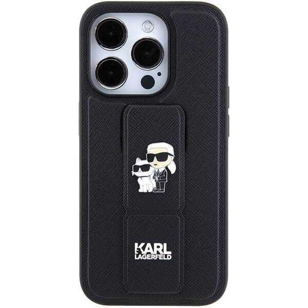 KARL LAGERFERD ETUI GRIPSTAND SAFFIANO KARL&CHOUPETTE PIN do iPhone 15 Pro 