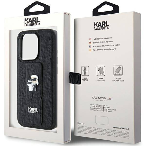 KARL LAGERFERD ETUI GRIPSTAND SAFFIANO KARL&CHOUPETTE PIN do iPhone 15 Pro 