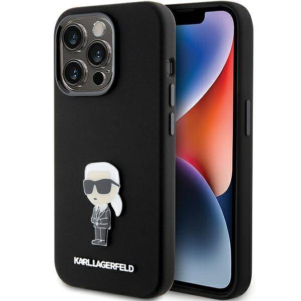 KARL LAGERFERD  ETUI SILICONE IKONIK METAL PIN do iPhone 15 Pro 