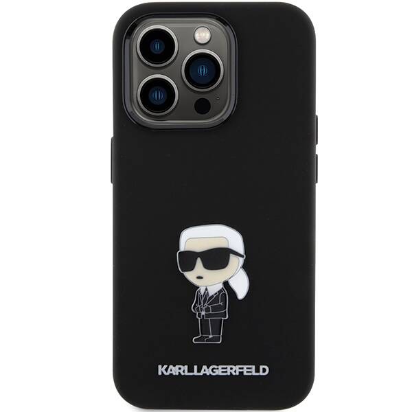 KARL LAGERFERD  ETUI SILICONE IKONIK METAL PIN do iPhone 15 Pro 