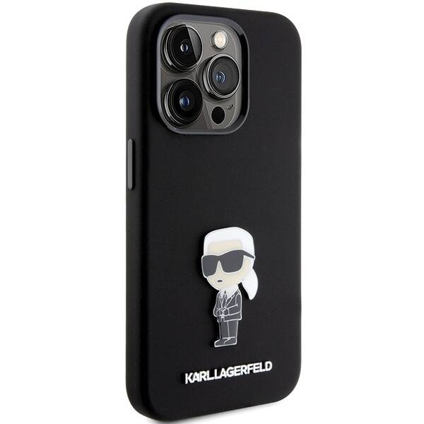 KARL LAGERFERD  ETUI SILICONE IKONIK METAL PIN do iPhone 15 Pro 