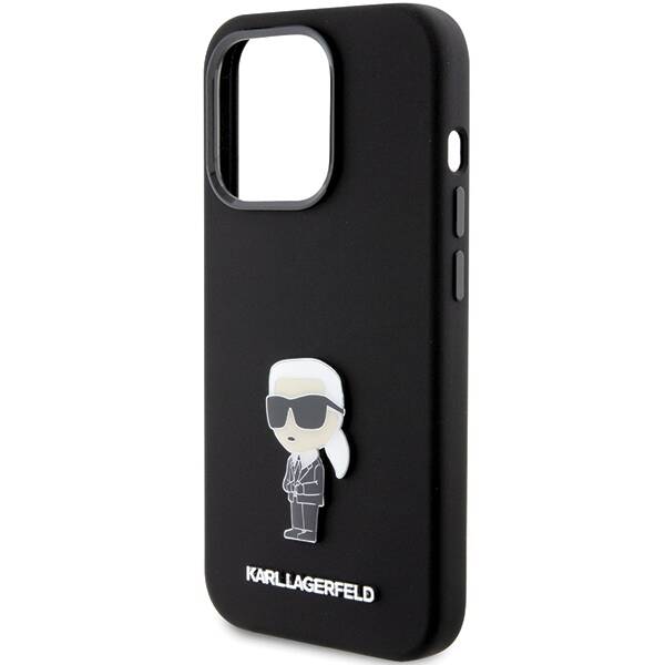 KARL LAGERFERD  ETUI SILICONE IKONIK METAL PIN do iPhone 15 Pro 