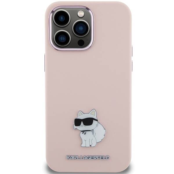 KARL LAGERFERD ETUI SILICONE IKONIK METAL PIN do iPhone 15 Pro 