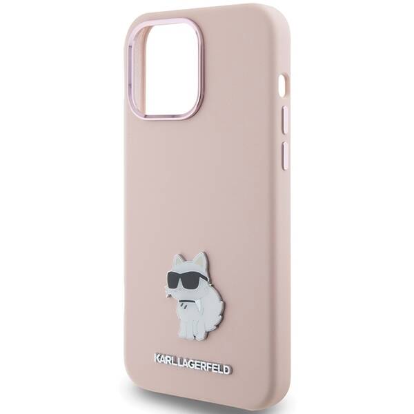 KARL LAGERFERD ETUI SILICONE IKONIK METAL PIN do iPhone 15 Pro 