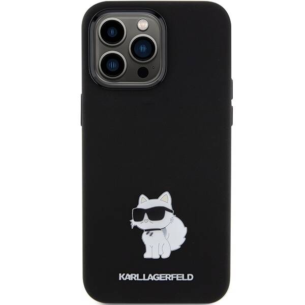 KARL LAGERFERD ETUI SILICONE IKONIK METAL PIN do iPhone 15 Pro 