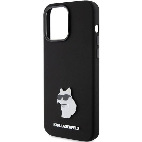 KARL LAGERFERD ETUI SILICONE IKONIK METAL PIN do iPhone 15 Pro 