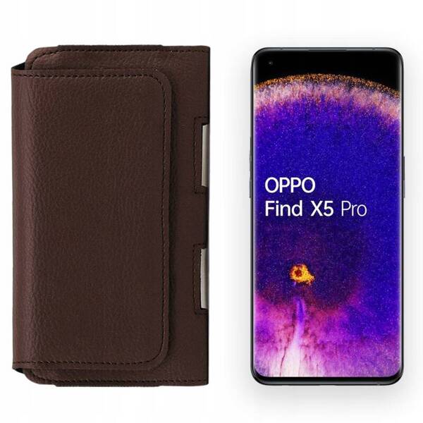 Kabura skórzana LEO do Oppo Find X5 Pro brązowa