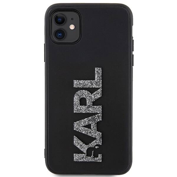 Karl Lagerfeld 3D Rubber Glitter Logo | Etui do iPhone 11 - BLACK