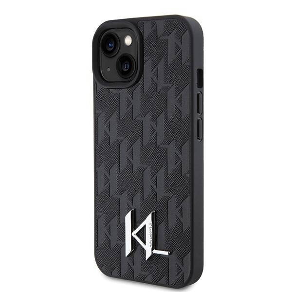 Karl Lagerfeld ETUI LEATHER MONOGRAM HOT STAMP METAL LOGO do iPhone 15 / 14 / 13