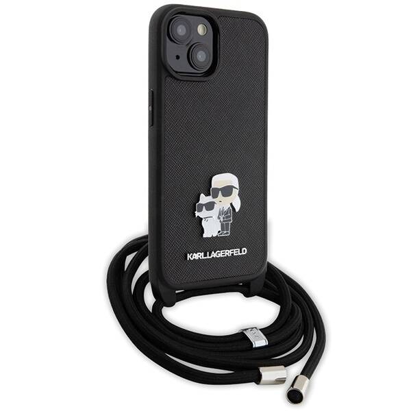 Karl Lagerfeld ETUI SAFFIANO METAL PIN KARL & CHOUPETTE do iPhone 15 / 14 / 13