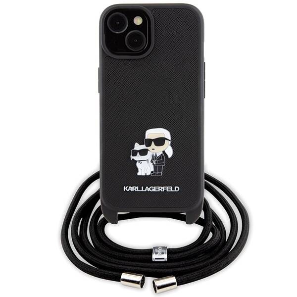 Karl Lagerfeld ETUI SAFFIANO METAL PIN KARL & CHOUPETTE do iPhone 15 Plus / 14 Plus