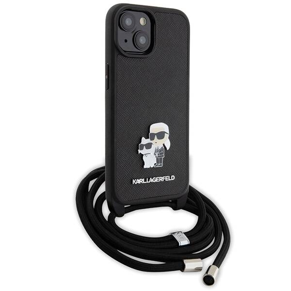 Karl Lagerfeld ETUI SAFFIANO METAL PIN KARL & CHOUPETTE do iPhone 15 Plus / 14 Plus