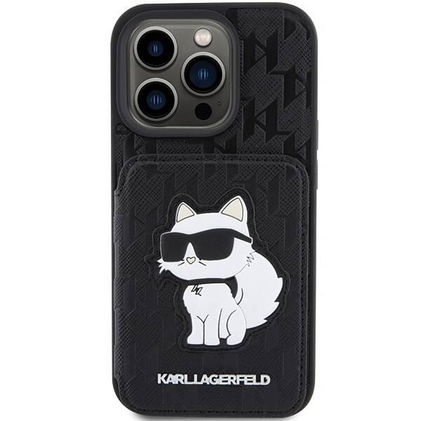 Karl Lagerfeld ETUI SAFFIANO MONOGRAM CARDSLOT & STAND CHOUPETTE do iPhone 15 Pro Max