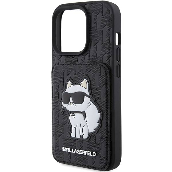 Karl Lagerfeld ETUI SAFFIANO MONOGRAM CARDSLOT & STAND CHOUPETTE do iPhone 15 Pro Max