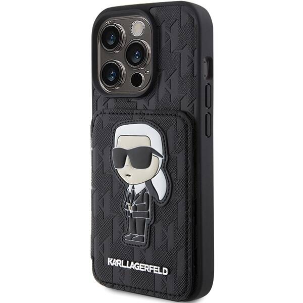 Karl Lagerfeld ETUI SAFFIANO MONOGRAM CARDSLOT & STAND IKONIK do iPhone 15 Pro