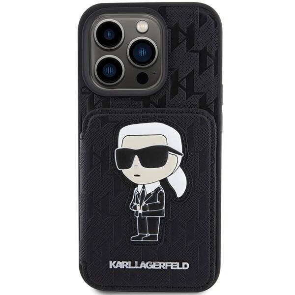 Karl Lagerfeld ETUI SAFFIANO MONOGRAM CARDSLOT & STAND IKONIK do iPhone 15 Pro