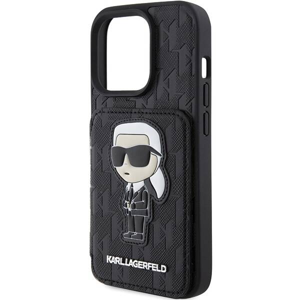 Karl Lagerfeld ETUI SAFFIANO MONOGRAM CARDSLOT & STAND IKONIK do iPhone 15 Pro