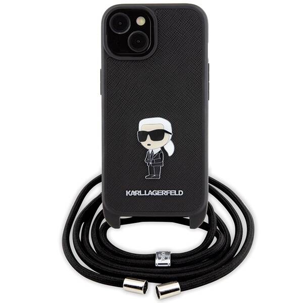 Karl Lagerfeld ETUI SAFFIANO MONOGRAM METAL PIN KARL & CHOUPETTE do iPhone 15 / 14 / 13