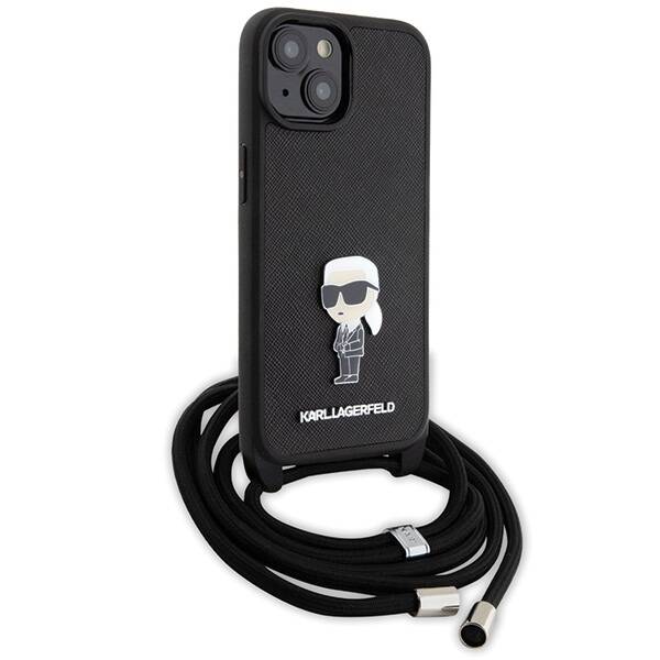 Karl Lagerfeld ETUI SAFFIANO MONOGRAM METAL PIN KARL & CHOUPETTE do iPhone 15 / 14 / 13