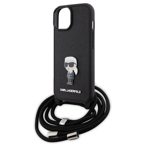 Karl Lagerfeld ETUI SAFFIANO MONOGRAM METAL PIN KARL & CHOUPETTE do iPhone 15 / 14 / 13