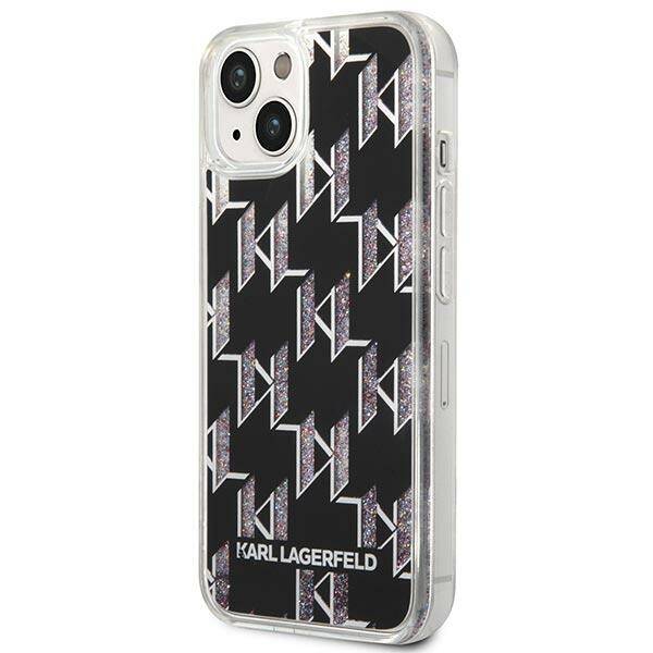 Karl Lagerfeld Glitter Liquid Monogram | Etui do iPhone 14 Plus - BLACK