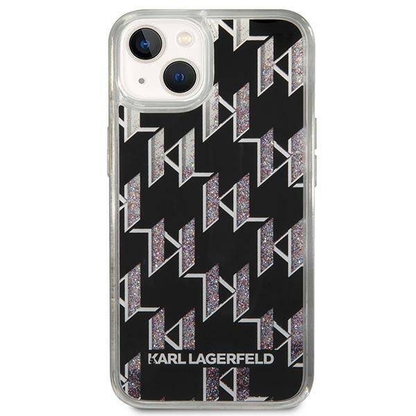 Karl Lagerfeld Glitter Liquid Monogram | Etui do iPhone 14 Plus - BLACK