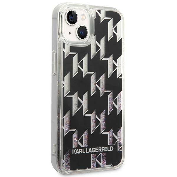 Karl Lagerfeld Glitter Liquid Monogram | Etui do iPhone 14 Plus - BLACK