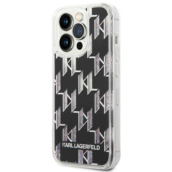 Karl Lagerfeld Glitter Liquid Monogram | Etui do iPhone 14 Pro - BLACK