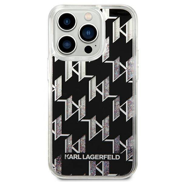 Karl Lagerfeld Glitter Liquid Monogram | Etui do iPhone 14 Pro - BLACK