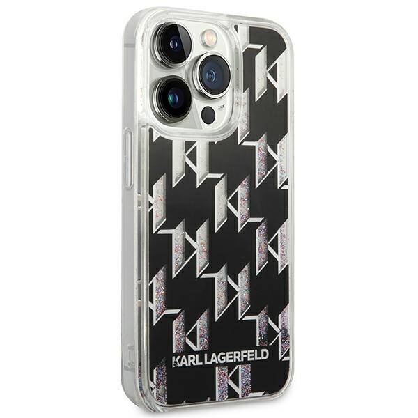 Karl Lagerfeld Glitter Liquid Monogram | Etui do iPhone 14 Pro - BLACK