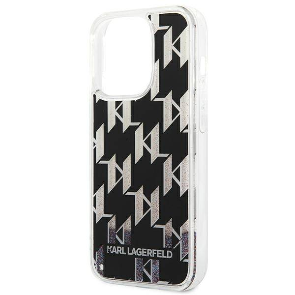 Karl Lagerfeld Glitter Liquid Monogram | Etui do iPhone 14 Pro - BLACK