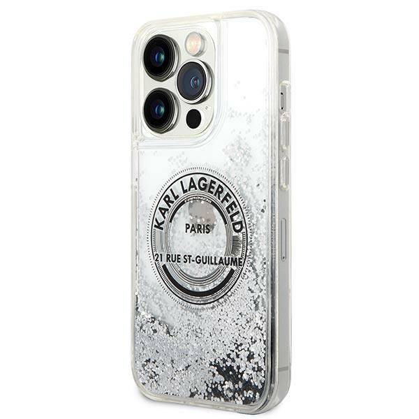 Karl Lagerfeld Glitter Liquid RSG | Etui do iPhone 14 Pro - SILVER