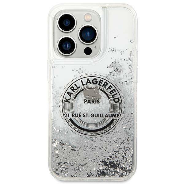 Karl Lagerfeld Glitter Liquid RSG | Etui do iPhone 14 Pro - SILVER