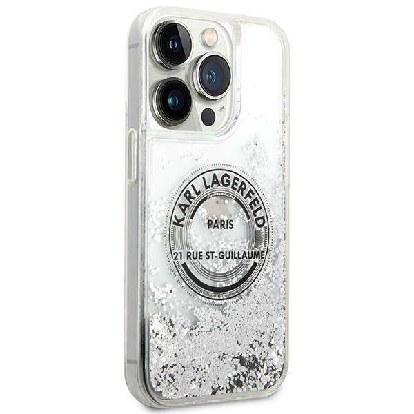 Karl Lagerfeld Glitter Liquid RSG | Etui do iPhone 14 Pro - SILVER