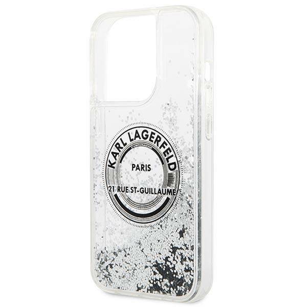 Karl Lagerfeld Glitter Liquid RSG | Etui do iPhone 14 Pro - SILVER