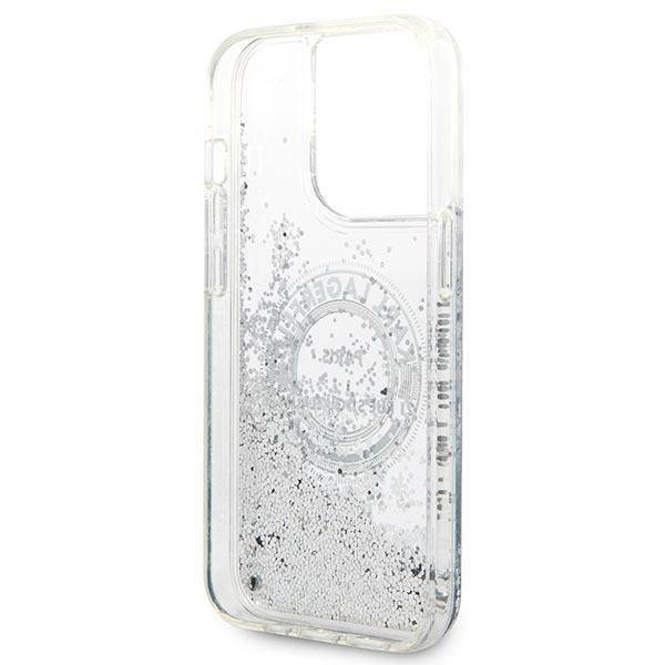 Karl Lagerfeld Glitter Liquid RSG | Etui do iPhone 14 Pro - SILVER